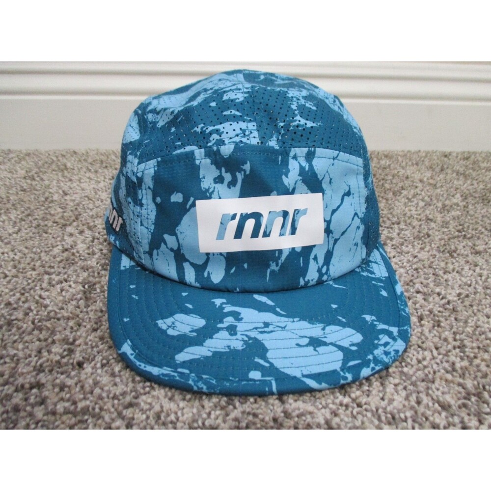 Rnnr 5 Panel Running Hat Mesh Blue aqua pattern 58cm Adjustable